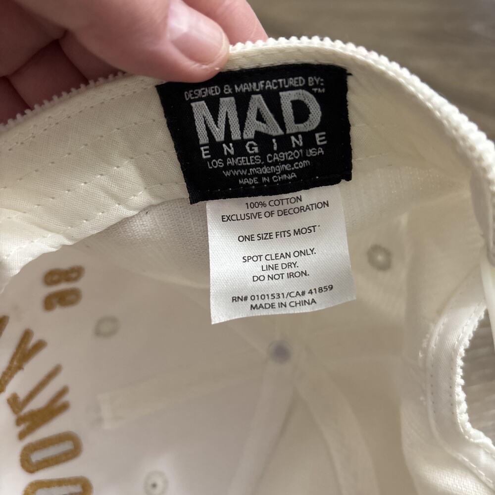 Mad Engine Corduroy Baseball Cap Gold and White Brooklyn NYC Hat - Picture 3 of 6